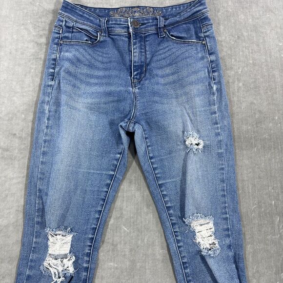 Wax Jean Women's Blue Distressed Jeans Size‎ 7 - Picture 3 of 9